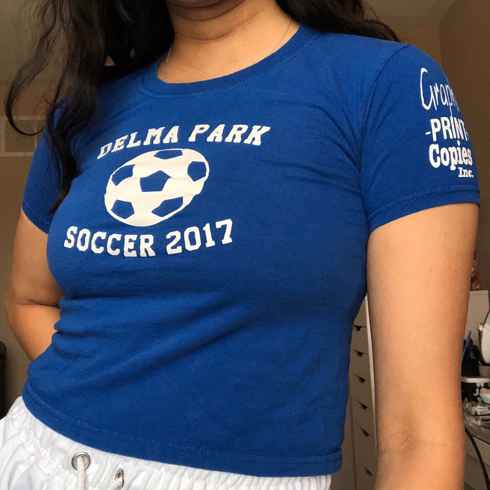 Blue soccer baby t